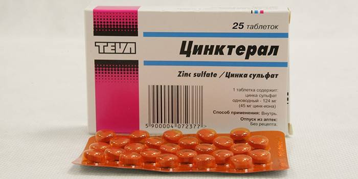Comprimidos de zinc en paquete