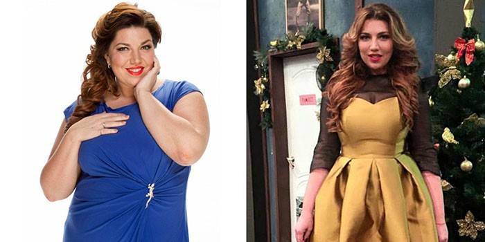 Ekaterina Skulkina antes e depois de perder peso