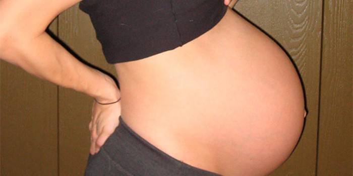 Mujer embarazada con gran barriga