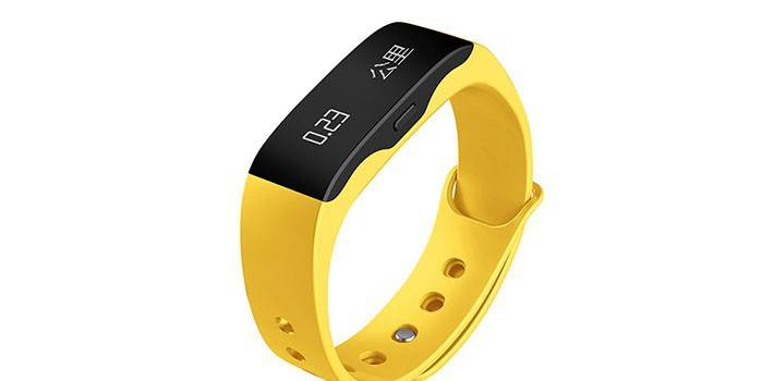 Żółta bransoletka fitness z krokomierzem, stoperem, monitorem pracy serca