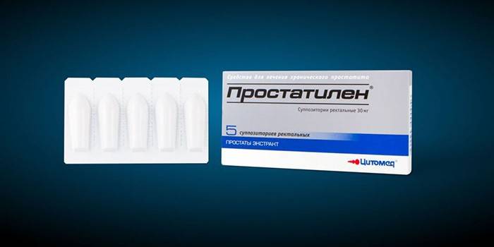 Czopki doodbytnicze Prostatilen w opakowaniu