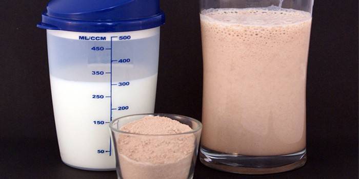 Polvo de proteína, leche de caseína y batido de proteínas