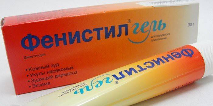 O medicamento Fenistil gel na embalagem