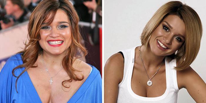 Foto de Ksenia Borodina antes e depois da perda de peso