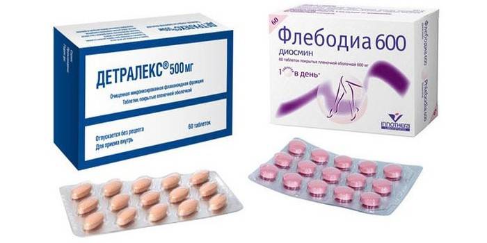 Phlebodia a Detralex prípravky v baleniach
