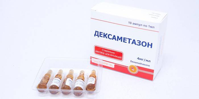Ampolas da droga Dexametazona no pacote