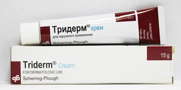 Creme Triderm na embalagem