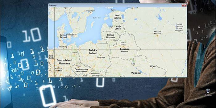 Mapa e o cara no computador