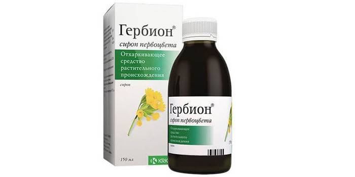 Xarope de Herbion na embalagem