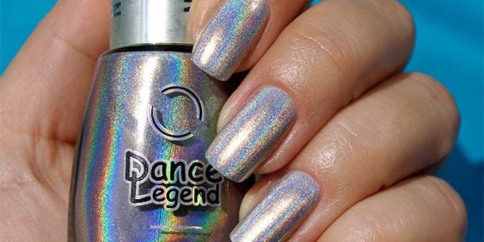 Legenda de dança holográfica brilhando prata