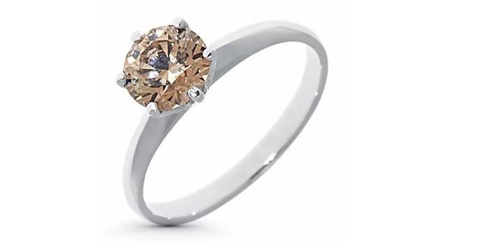 Anel de ouro branco com grande diamante dos diamantes Yakut da EPL