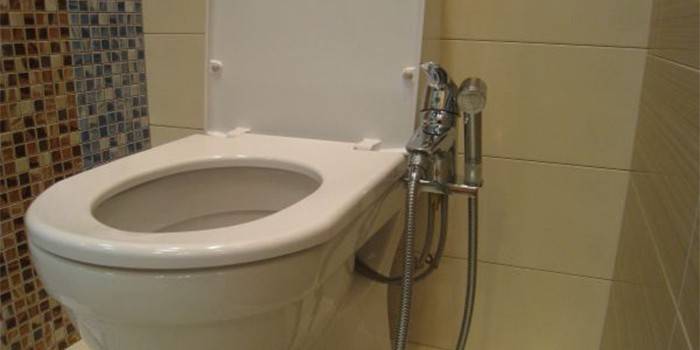 Higieniczny prysznic podłączony do toalety