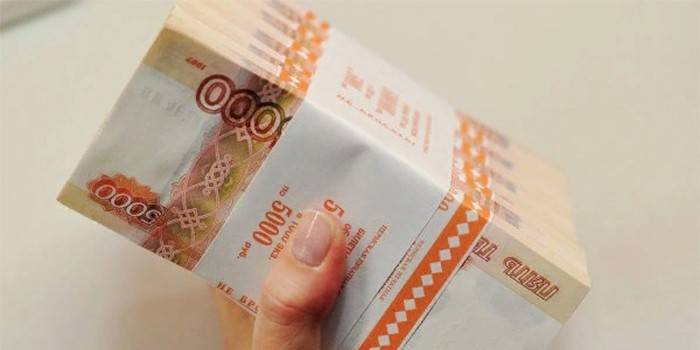 Paquetes de dinero en mano