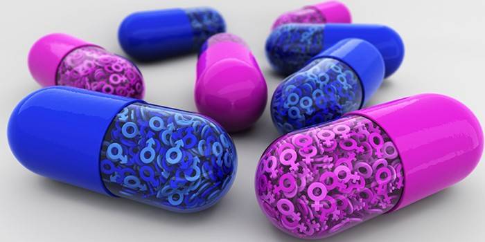 Cápsulas com ícones masculinos e femininos