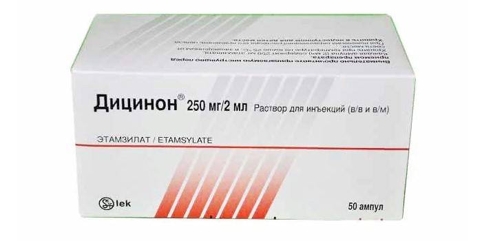 Solução injectável de Dicinon na embalagem