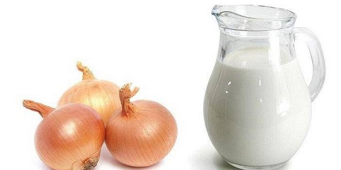 Jarro de leite e cebola