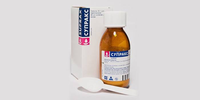 Suprax v balení a odmerná lyžica