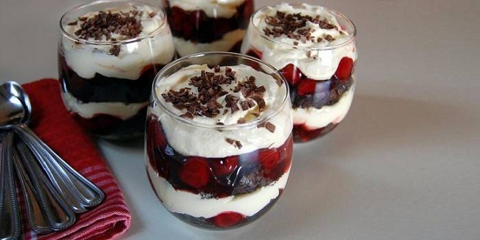 Sobremesa com Cereja, Chocolate e Creme