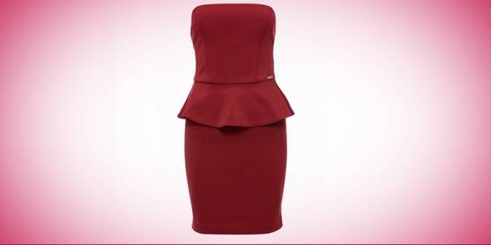 Vestido tubo burdeos con péplum