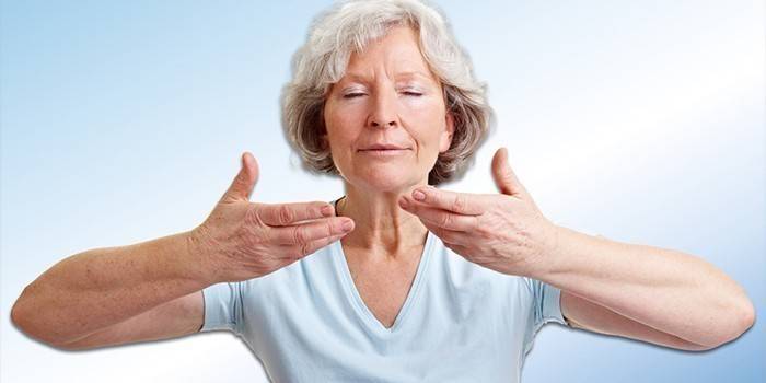 Mulher, fazendo, respirar, exercícios