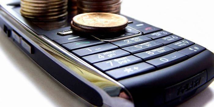 Moedas no telefone