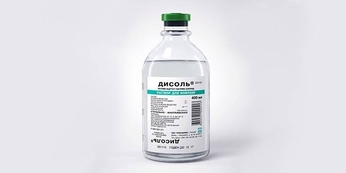 Disol solución en una botella