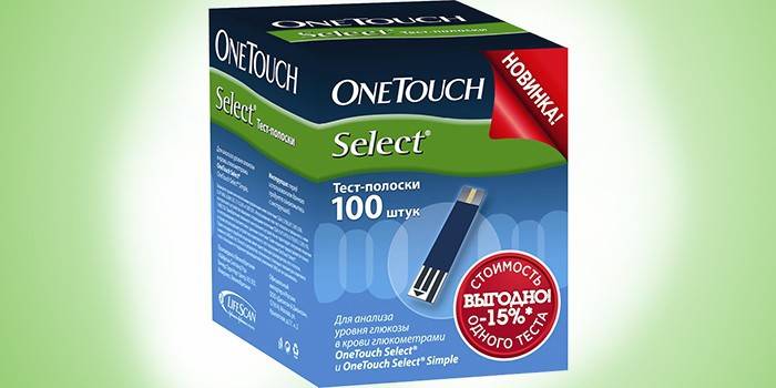 Tira de teste para o medidor de seleção One Touch no pacote