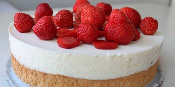 Bolo de iogurte de morango esponja