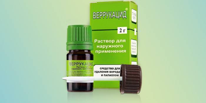 Verrucacid solution in packaging
