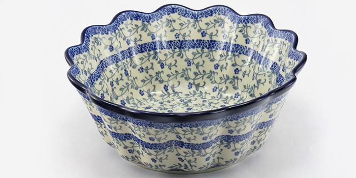 Saladeira pintada com vidro Boleslawiec B43