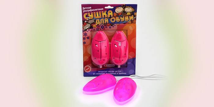 Secador UV para calçados infantis na embalagem