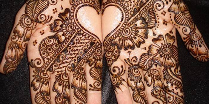Pintado à mão henna palms