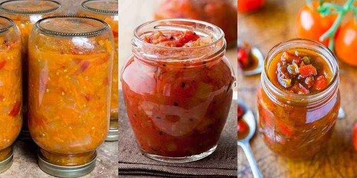 Frascos com blanks de tomate para o inverno