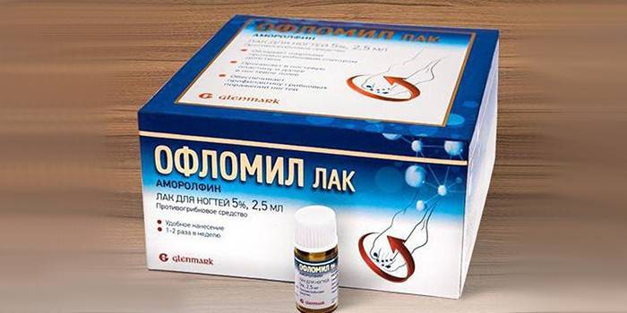 Lakier Oflomil do leczenia grzybów paznokci w opakowaniu