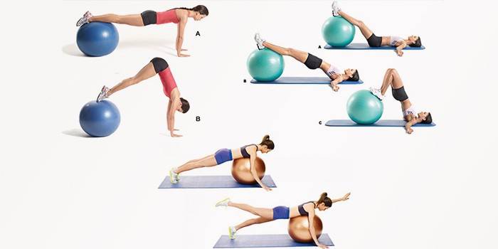 Um conjunto de exercícios com um fitball