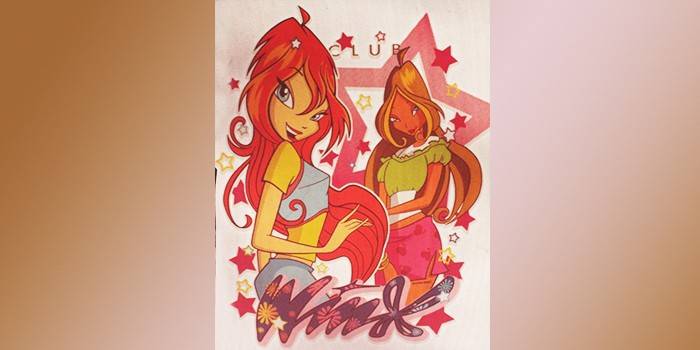 Etiqueta térmica en una camisa Winx Club