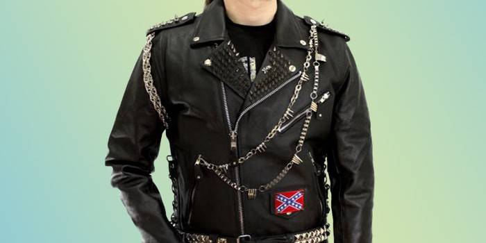 Jaqueta com correntes de metal e picos para homens Confederação RockBunker