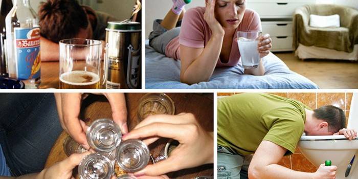 As pessoas bebem e sofrem de intoxicação alcoólica.