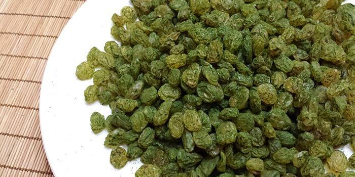 Uvas verdes secas