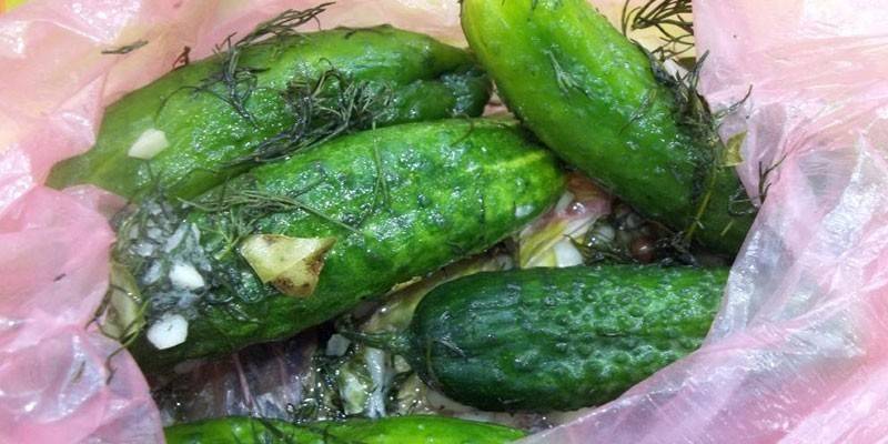 Pepinos salados en un paquete
