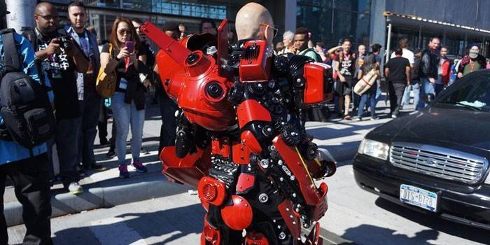 Mężczyzna w garniturze robota.