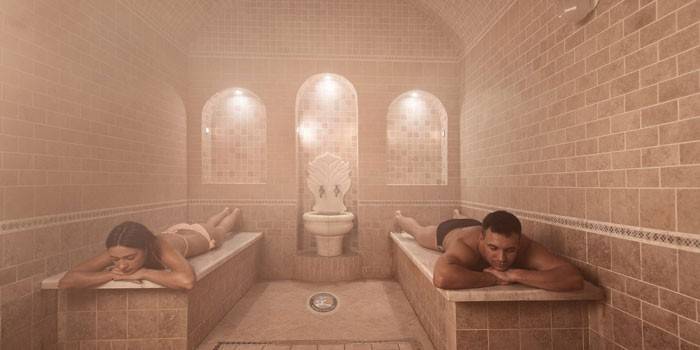 Homem mulher, em, hammam