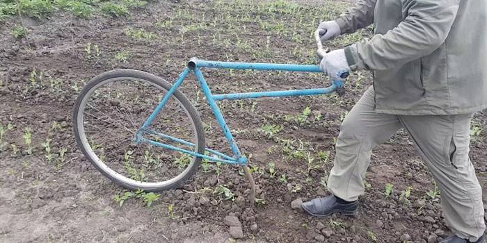 Um homem solta a terra